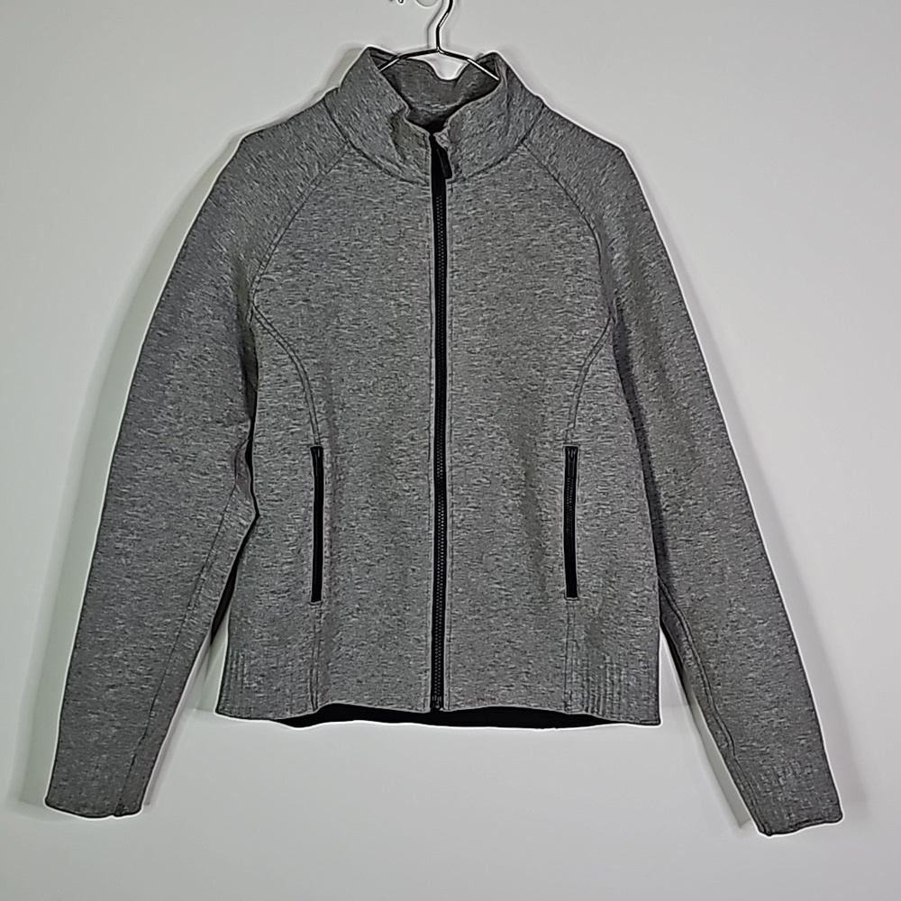 LULULEMON size 12 heathered medium gray/black NTS jacket